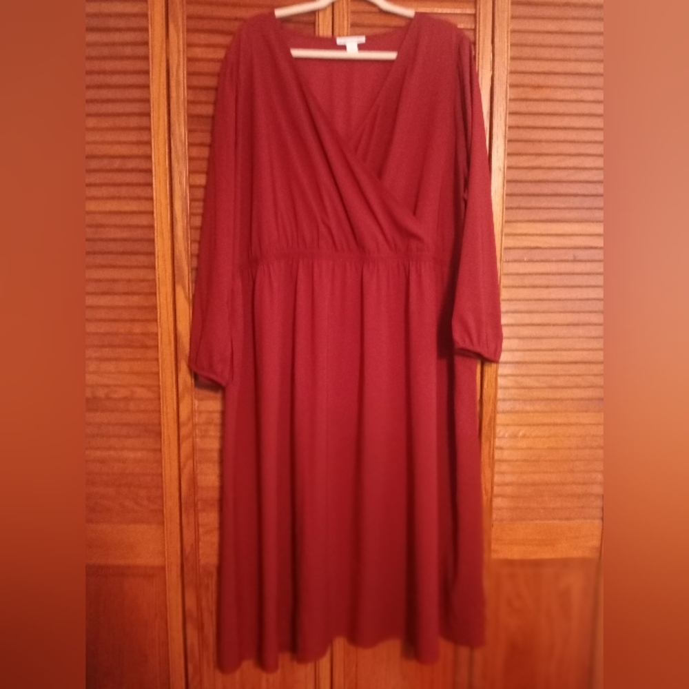 Midi dress, wine red size 3x